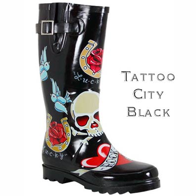 Chooka Tattoo City Boots, Black Color