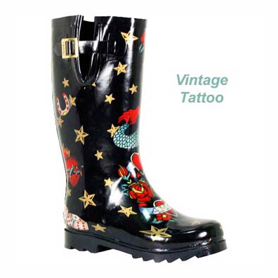 Chooka Vintage Tattoo Rain Boots